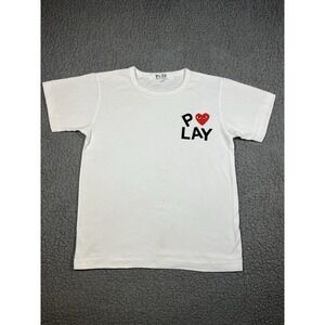 Comme des Garçons PLAY Red Heart Logo Women's Size S White T-Shirt Crew Neck S/S